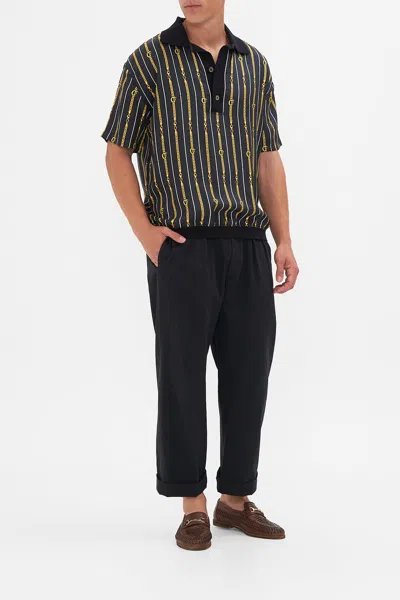 Camilla Woven Short Sleeve Polo Shirt Coast To Coast In Black
