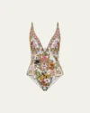 Camilla High Tri One Piece With Front Trim Egyptian Rose In Egyptian Rose