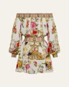 Camilla Silk Off-the-shoulder Mini Dress In Egyptian Rose