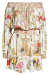Camilla Silk Off-the-shoulder Mini Dress In Egyptian Rose