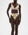 Camilla Egyptian Rose V-neck Hardware Bikini Top In Egyptian Rose