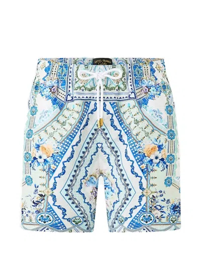 Camilla Elastic Waist Homespun Heart Boardshort In White