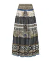 Camilla Shirred Waist Tiered Circle Skirt Make Me Your Mosaic In Black