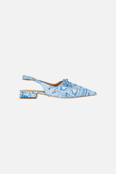 Camilla Elena Lace Up Front Pointed Slingback De Nada Granada In Blue