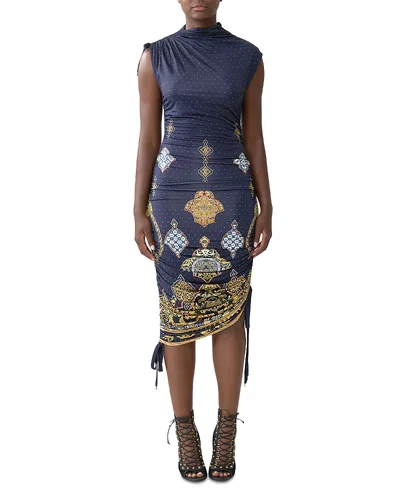 Camilla Embellished Asymmetric Dress In Blue