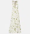 Camilla Botanical Utopia Tiered Organic Cotton Halter Maxi Dress In White