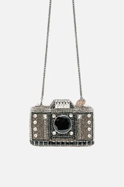 Camilla Embellished Crystal Camera Clutch Bag Crystal In Pink