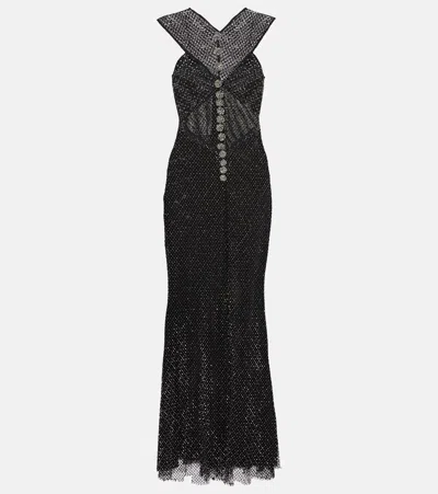 Camilla Embellished Cutout Cotton Maxi Dress In Black