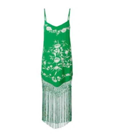 Camilla Embellished Embroidered Fringed Silk Minidress In Multi