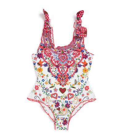 Camilla Kids' Embellished Faith, Luck & Justice Swimsuit In Red
