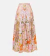 Camilla Gathered Linen And Silk Maxi Skirt In Clever Clogs