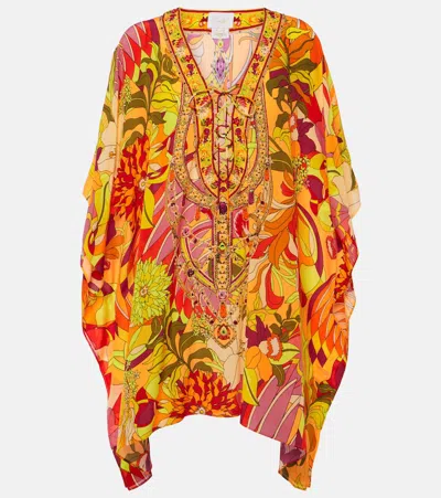 Camilla Embellished Floral Silk Beach Dress In Multicoloured