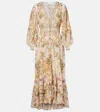 Camilla Crystal-embellished Tiered Floral-print Silk-chiffon Maxi Dress In Pink