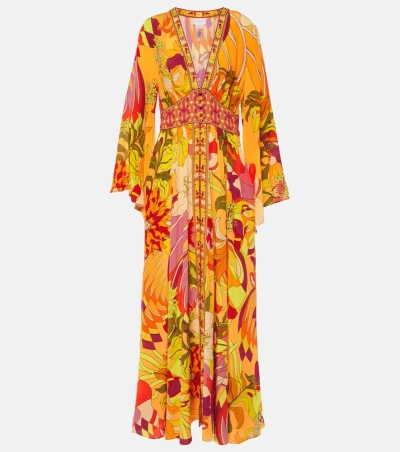 Camilla Embellished Floral Silk Maxi Dress In Multicoloured