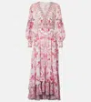 Camilla Long Button Front Dress Botanical Novella In Pink