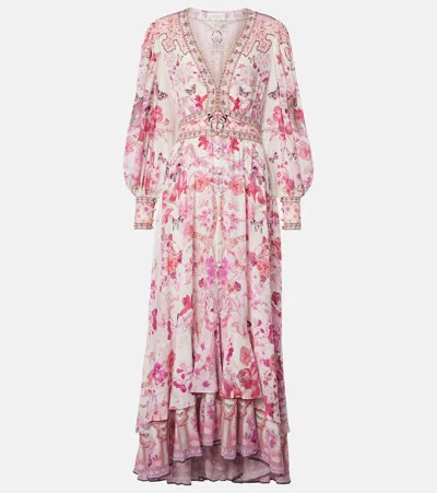 CAMILLA EMBELLISHED FLORAL SILK MAXI DRESS