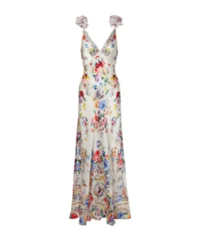Camilla Embellished Floral Silk Slip Dress In Multi