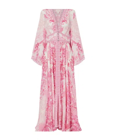 Camilla Embellished Floral-print Silk-crepe Maxi Dress In Pink
