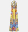 Camilla Embellished Halterneck Silk Crêpe Jumpsuit In Multi
