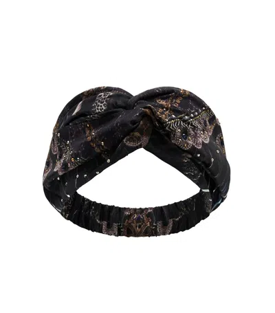 Camilla Embellished Headband In Black Print