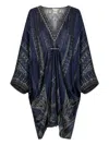 Camilla Pierced V Neck Short Kaftan The Egypt Effect In Blue