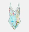 Camilla Embellished Printed Swimsuit In Blue