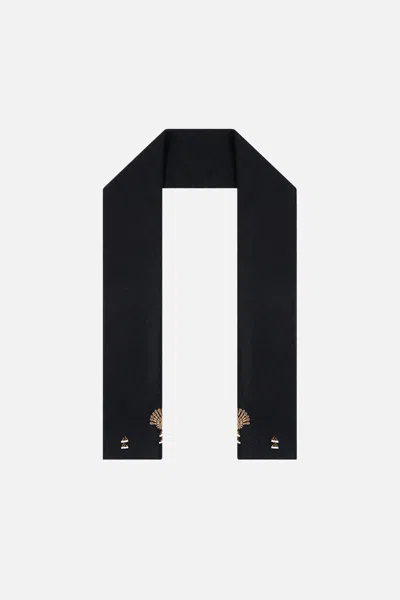Camilla Embellished Scarf Solid Black