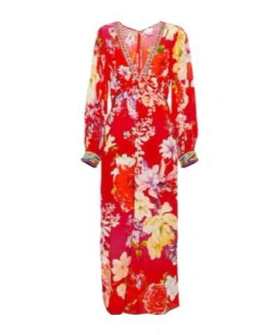 Camilla Embellished Silk Maxi Dress In Red