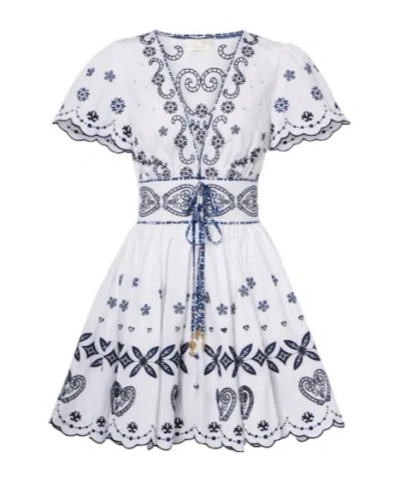 Camilla Embroidered Cotton Minidress In White