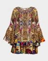 Camilla Embroidered Ever After A-line Frill Mini Dress In Multi