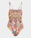 Camilla Embroidered Ever After Double-strap One-piece Swimsuit In Multi