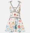 Camilla Embroidered Linen And Silk Minidress In Multicoloured