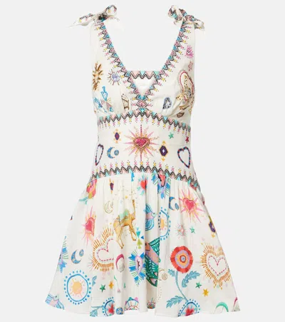Camilla Embroidered Linen And Silk Minidress In Multicoloured