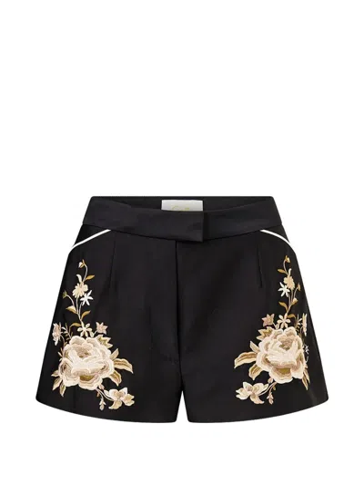 Camilla Embroidered Mini Shorts In Black