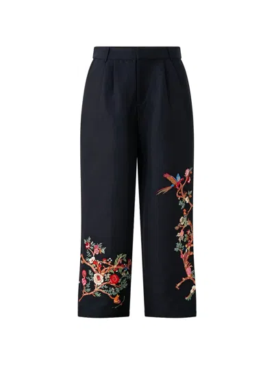 Camilla Embroidered Tailored Lounge Trousers In Blue