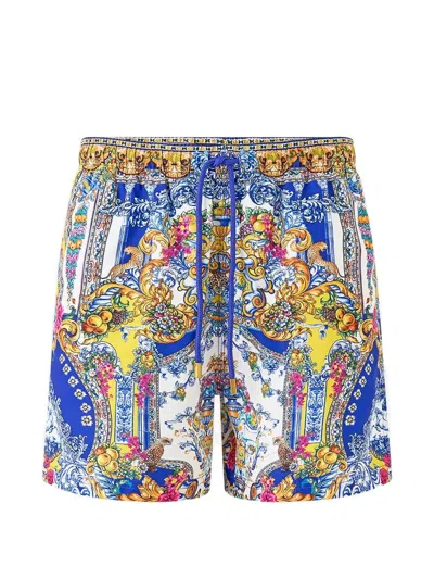 Camilla España Nirvana Elastic-waistband Swim Shorts In Blue
