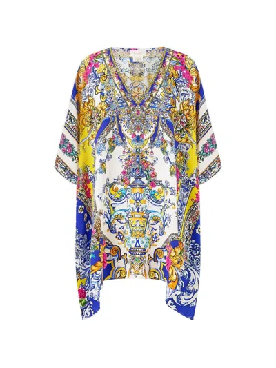 Camilla España Nirvana Rectangular V-neck Kaftan In White