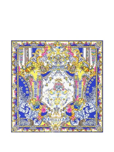 Camilla España Nirvana Square Scarf In Blue