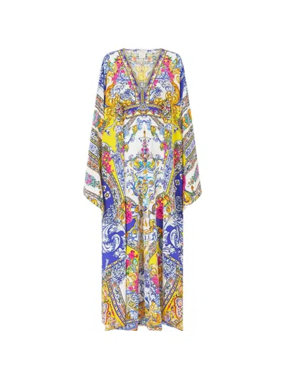 Camilla España Nirvana Waist-detail Long Kaftan In White