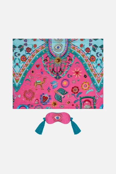 Camilla Eye Mask With Tassels And Pillow Case Rainbow Roads In Pink