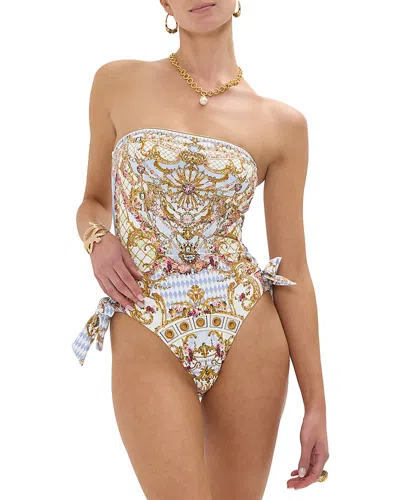Camilla Eyelet Tie One Piece Swimsuit In Throne Games