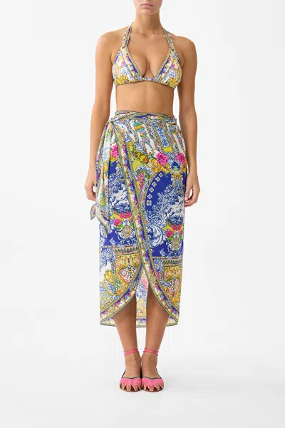 Camilla Eyelet Wrap Long Sarong With Tie Waist España Nirvana In Multi