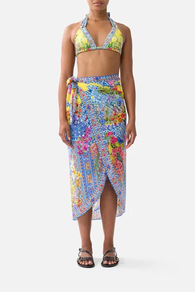 Camilla Eyelet Wrap Maxi Sarong With Tie Waist Sultanahmet Summer In Yellow