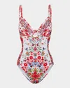 Camilla Faith, Luck & Justice Knot Front Panelled One-piece Swimsuit In Faith Luck
