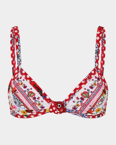 Camilla Faith, Luck & Justice Knot Front Triangle Bikini Top In Multi