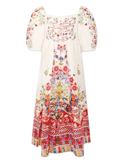 Camilla Kids' White Dress For Girl With Floral Print