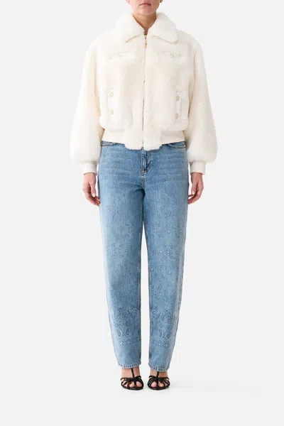 Camilla Faux Fur Bomber With Pocket Details Midsummer Masterpiece In White