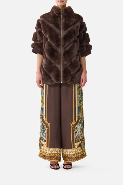 Camilla Faux Fur Stripe Slouch Jacket Animals In The Palace In Brown