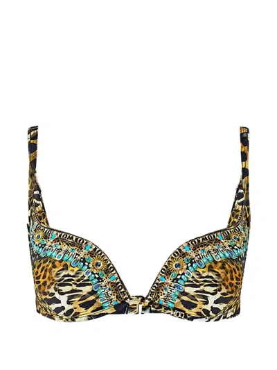 Camilla Feline Folklore Crystal-embellished Bikini Top In Multi