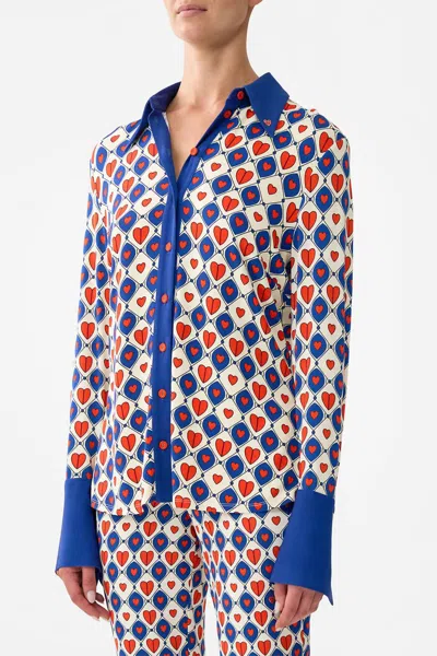 Camilla Fitted Jersey Shirt In Rinse And Roar In Blue